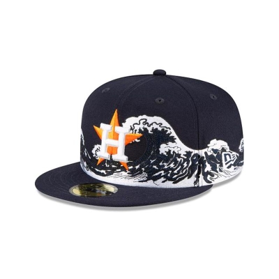 Blue Houston Astros Hat - New Era MLB Wave 59FIFTY Fitted Caps USA3941750